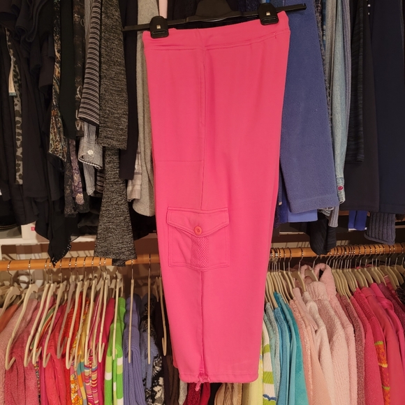 COLDWATER CREEK ♡ NEW Pink Thick Cotton Blend Pull String Side Pocket Capris S/M - Picture 9 of 11